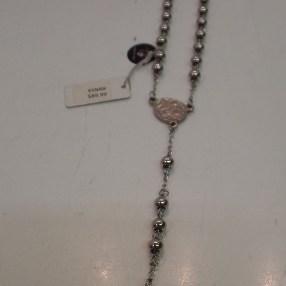 BNWT Black Jack $89 Stainless Steel Silver Color Rosary Prayer Beads - Picture 5 of 9